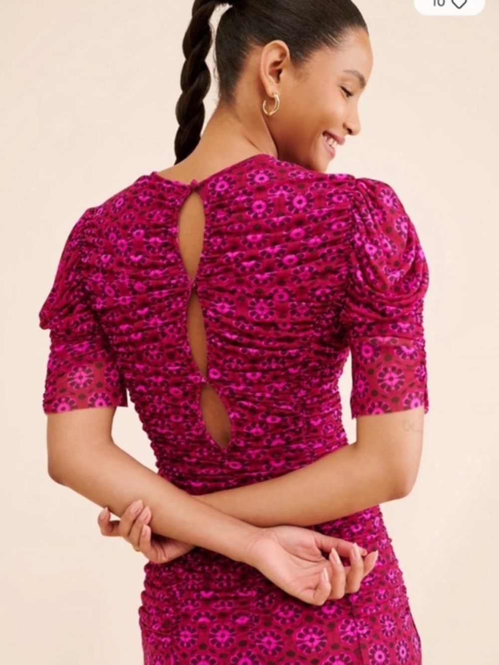 Free People Briella Midi Dress in Magenta Print Soft Stretch Flattering - Picture 2 of 8